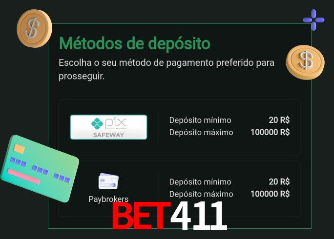 O cassino bet411 oferece uma grande variedade de métodos de pagamento